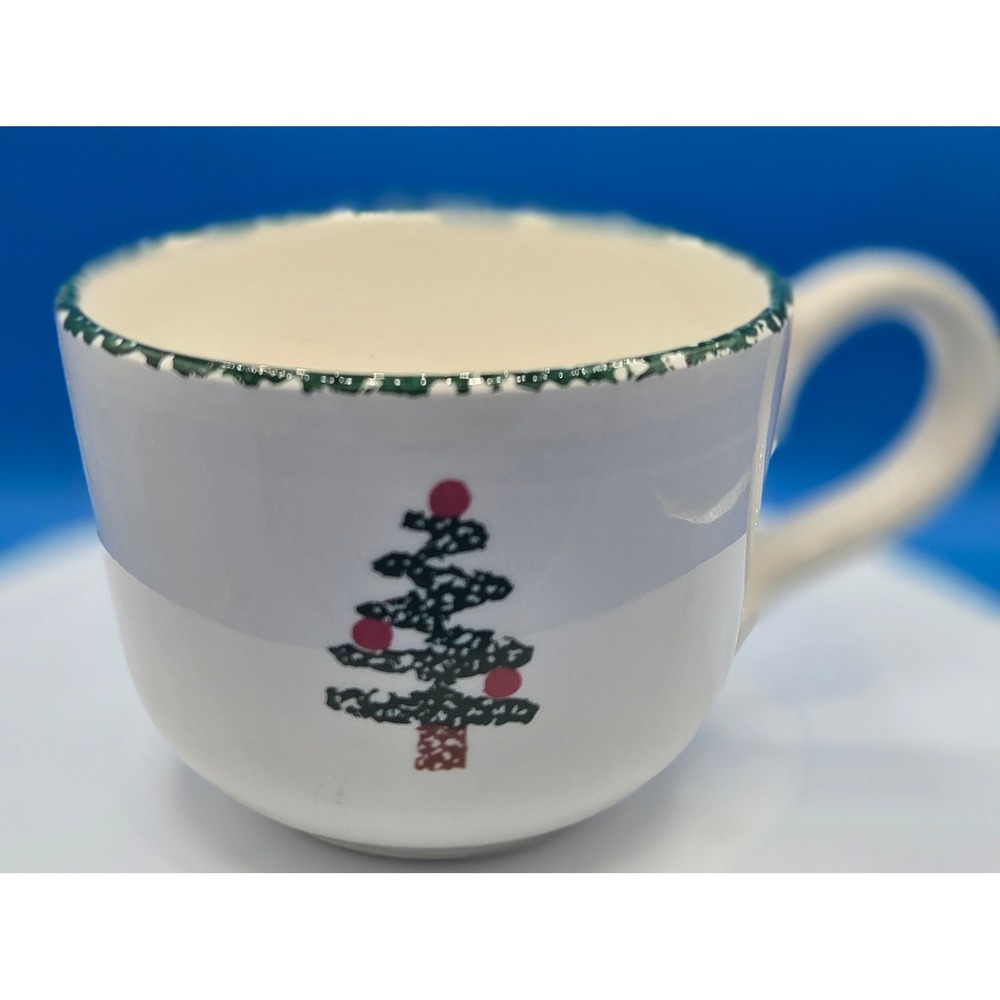 Vintage Furio Christmas Tree Mug Italy Spongeware Ceramic Holiday Coffee 24oz